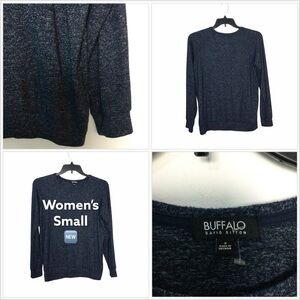 Women’s Buffalo S Small 4 - 6 Sweatshirt Crewneck Marble Navy Blue Stretch NWOT